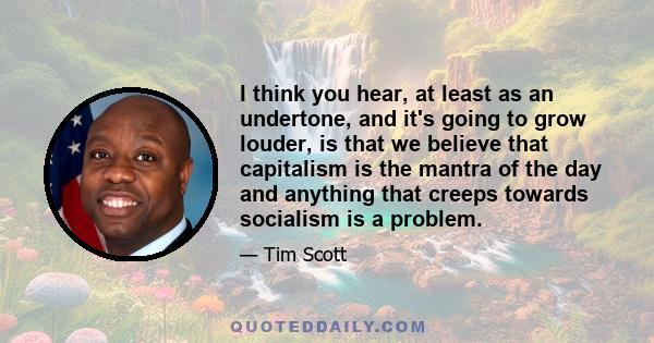 I think you hear, at least as an undertone, and it's going to grow louder, is that we believe that capitalism is the mantra of the day and anything that creeps towards socialism is a problem.