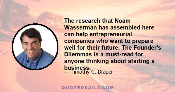 The research that Noam Wasserman has assembled here can help entrepreneurial companies who want to prepare well for their future. The Founder's Dilemmas is a must-read for anyone thinking about starting a business.