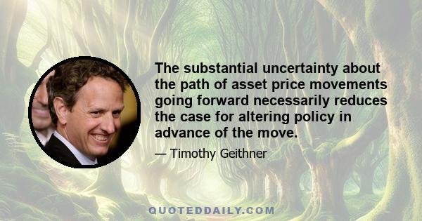 The substantial uncertainty about the path of asset price movements going forward necessarily reduces the case for altering policy in advance of the move.