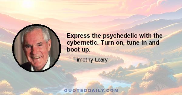 Express the psychedelic with the cybernetic. Turn on, tune in and boot up.