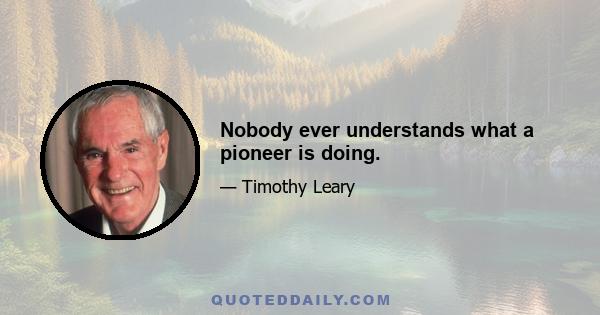 Nobody ever understands what a pioneer is doing.