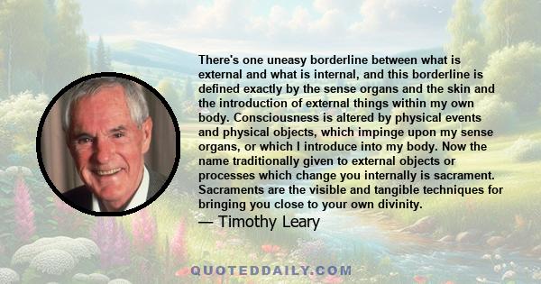 There's one uneasy borderline between what is external and what is internal, and this borderline is defined exactly by the sense organs and the skin and the introduction of external things within my own body.