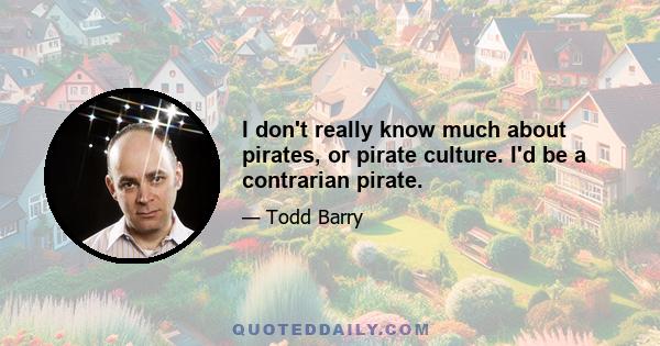 I don't really know much about pirates, or pirate culture. I'd be a contrarian pirate.