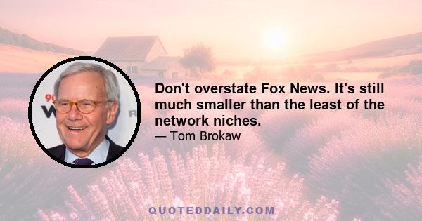 Don't overstate Fox News. It's still much smaller than the least of the network niches.