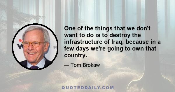 One of the things that we don't want to do is to destroy the infrastructure of Iraq, because in a few days we're going to own that country.