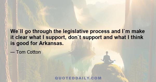 We`ll go through the legislative process and I`m make it clear what I support, don`t support and what I think is good for Arkansas.