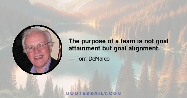 The purpose of a team is not goal attainment but goal alignment.