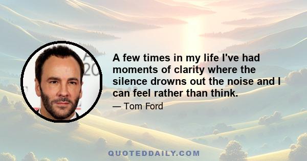 A few times in my life I've had moments of clarity where the silence drowns out the noise and I can feel rather than think.