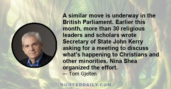 A similar move is underway in the British Parliament. Earlier this month, more than 30 religious leaders and scholars wrote Secretary of State John Kerry asking for a meeting to discuss what's happening to Christians