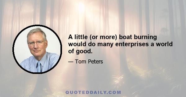 A little (or more) boat burning would do many enterprises a world of good.