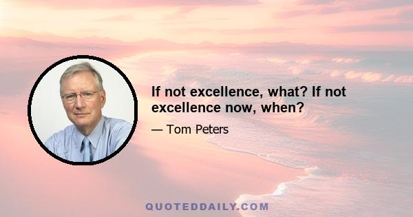 If not excellence, what? If not excellence now, when?