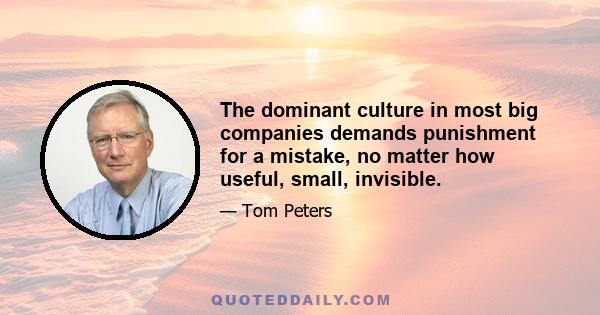 The dominant culture in most big companies demands punishment for a mistake, no matter how useful, small, invisible.