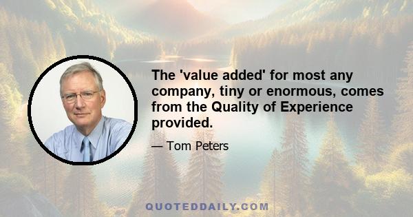 The 'value added' for most any company, tiny or enormous, comes from the Quality of Experience provided.