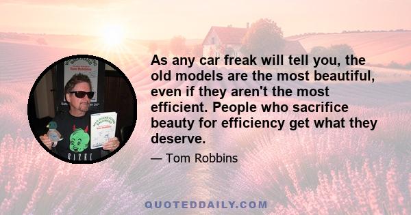 As any car freak will tell you, the old models are the most beautiful, even if they aren't the most efficient. People who sacrifice beauty for efficiency get what they deserve.