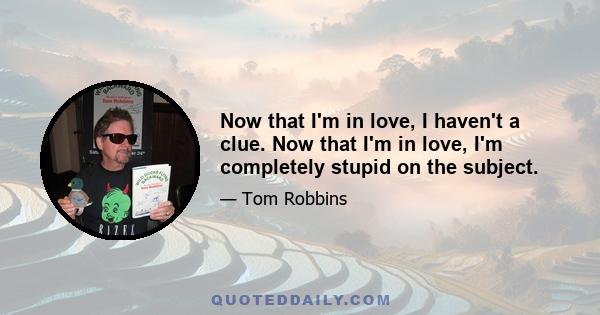 Now that I'm in love, I haven't a clue. Now that I'm in love, I'm completely stupid on the subject.