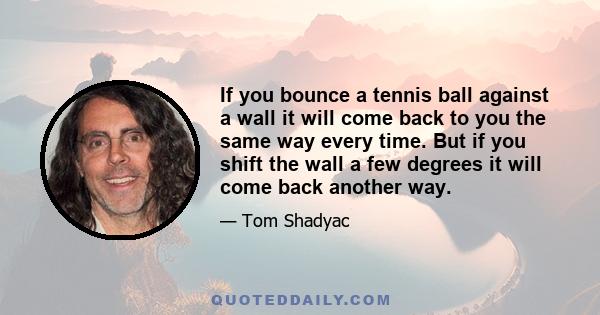 If you bounce a tennis ball against a wall it will come back to you the same way every time. But if you shift the wall a few degrees it will come back another way.