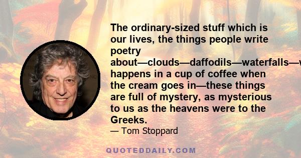 The ordinary-sized stuff which is our lives, the things people write poetry about—clouds—daffodils—waterfalls—what happens in a cup of coffee when the cream goes in—these things are full of mystery, as mysterious to us