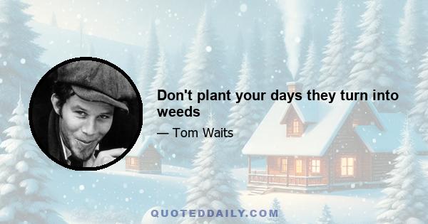 Don't plant your days they turn into weeds