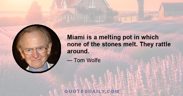 Miami is a melting pot in which none of the stones melt. They rattle around.