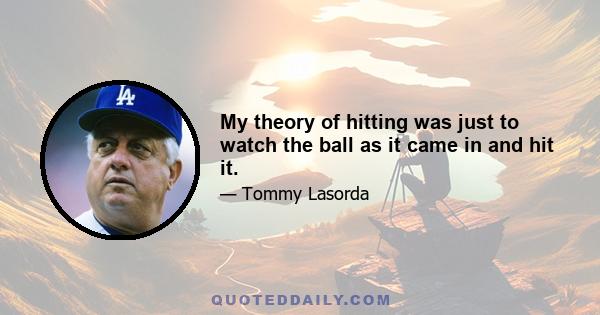 My theory of hitting was just to watch the ball as it came in and hit it.