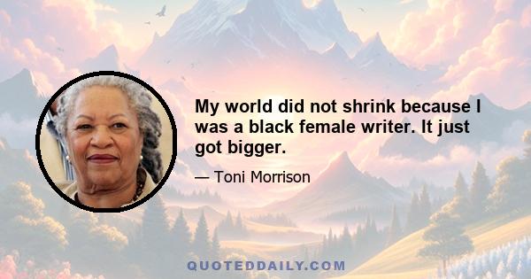 My world did not shrink because I was a black female writer. It just got bigger.