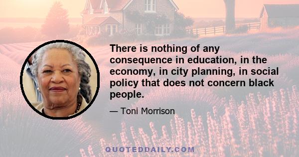 There is nothing of any consequence in education, in the economy, in city planning, in social policy that does not concern black people.