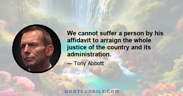 We cannot suffer a person by his affidavit to arraign the whole justice of the country and its administration.