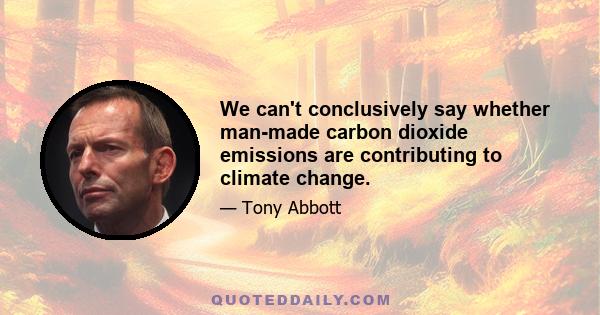 We can't conclusively say whether man-made carbon dioxide emissions are contributing to climate change.