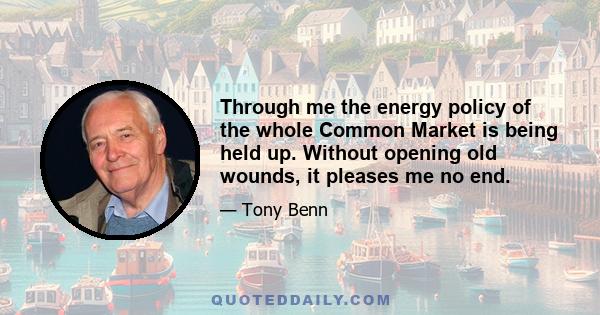 Through me the energy policy of the whole Common Market is being held up. Without opening old wounds, it pleases me no end.