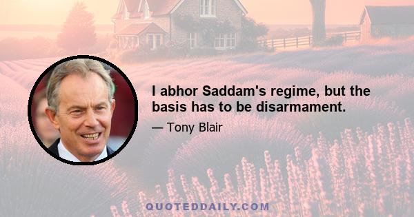 I abhor Saddam's regime, but the basis has to be disarmament.