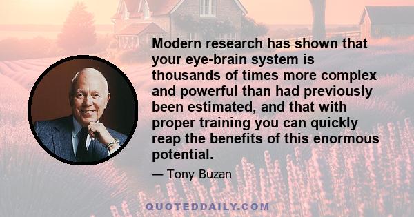 Modern research has shown that your eye-brain system is thousands of times more complex and powerful than had previously been estimated, and that with proper training you can quickly reap the benefits of this enormous