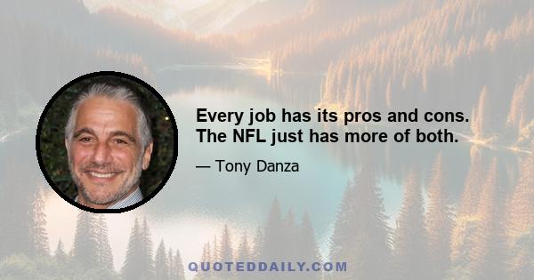 Every job has its pros and cons. The NFL just has more of both.