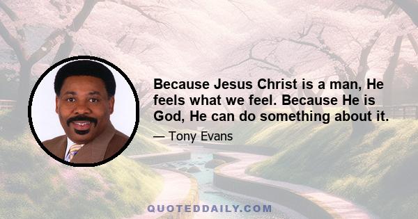 Because Jesus Christ is a man, He feels what we feel. Because He is God, He can do something about it.