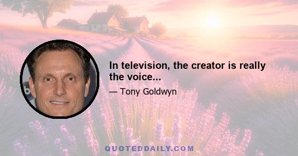 In television, the creator is really the voice...