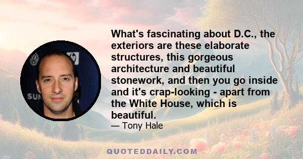 What's fascinating about D.C., the exteriors are these elaborate structures, this gorgeous architecture and beautiful stonework, and then you go inside and it's crap-looking - apart from the White House, which is