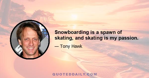 Snowboarding is a spawn of skating, and skating is my passion.