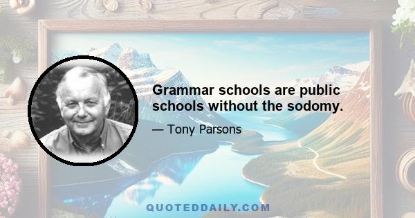 Grammar schools are public schools without the sodomy.