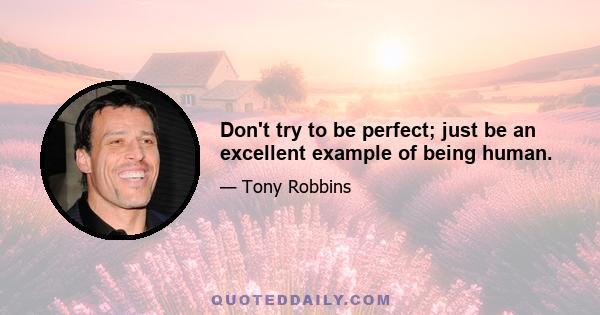 Don't try to be perfect; just be an excellent example of being human.