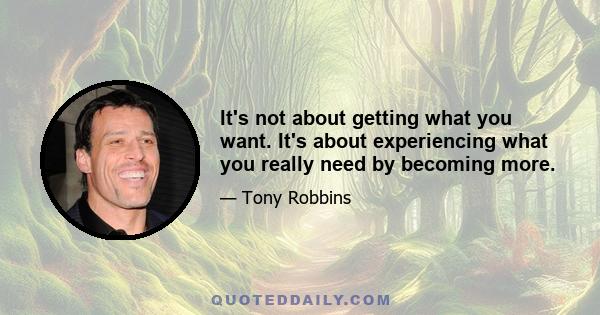 It's not about getting what you want. It's about experiencing what you really need by becoming more.