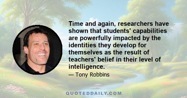 Time and again, researchers have shown that students' capabilities are powerfully impacted by the identities they develop for themselves as the result of teachers' belief in their level of intelligence.