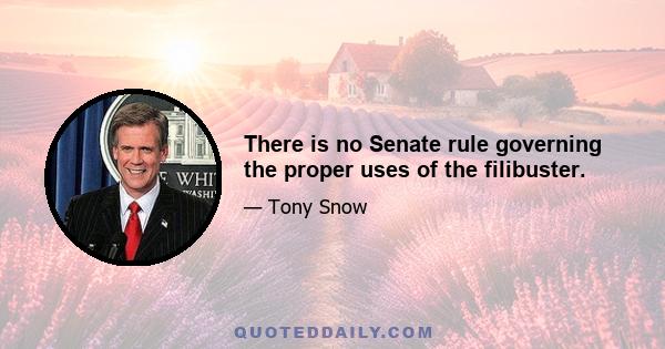 There is no Senate rule governing the proper uses of the filibuster.