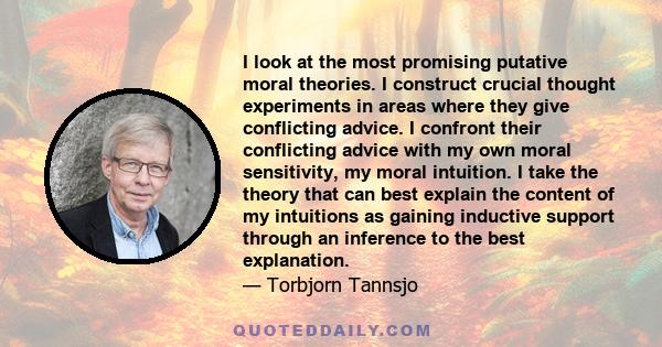 I look at the most promising putative moral theories. I construct crucial thought experiments in areas where they give conflicting advice. I confront their conflicting advice with my own moral sensitivity, my moral