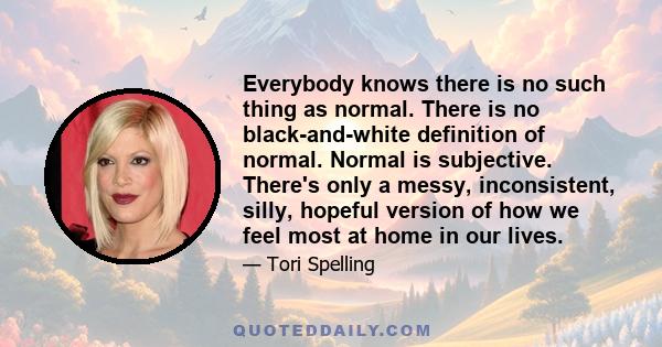 Everybody knows there is no such thing as normal. There is no black-and-white definition of normal. Normal is subjective. There's only a messy, inconsistent, silly, hopeful version of how we feel most at home in our