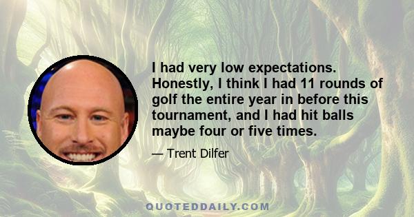 I had very low expectations. Honestly, I think I had 11 rounds of golf the entire year in before this tournament, and I had hit balls maybe four or five times.