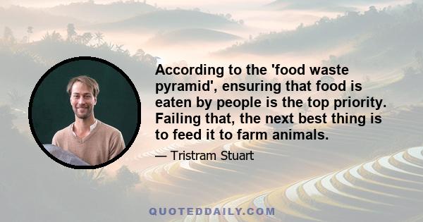 According to the 'food waste pyramid', ensuring that food is eaten by people is the top priority. Failing that, the next best thing is to feed it to farm animals.