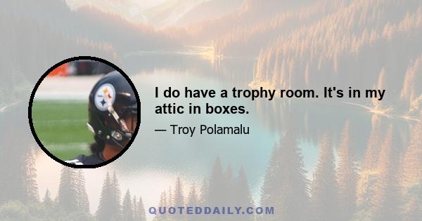 I do have a trophy room. It's in my attic in boxes.