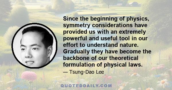 Since the beginning of physics, symmetry considerations have provided us with an extremely powerful and useful tool in our effort to understand nature. Gradually they have become the backbone of our theoretical