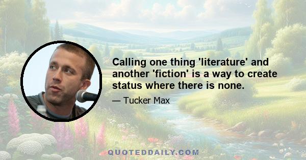 Calling one thing 'literature' and another 'fiction' is a way to create status where there is none.