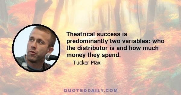 Theatrical success is predominantly two variables: who the distributor is and how much money they spend.