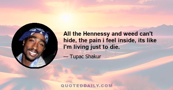 All the Hennessy and weed can't hide, the pain i feel inside, its like I'm living just to die.